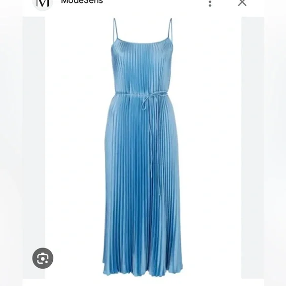vince pleated cami dress blue Vince Relaxed Crushed Slip Dress - Blue